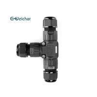 Connecteur étanche IP68 EW-M20T en forme de T à 3 voies, 2 pôles, 3 pôles, M20, connecteur à 4 broches, vis, bande lumineuse LED, fil à fil