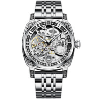 Montre automatique pour homme avec bracelet en cuir véritable tendance de style antique, logo personnalisé lumineux