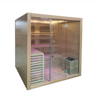 Sauna à vapeur intérieur en cèdre canadien pour 4 personnes, avec poignée en cristal, poêle électrique et chauffage infrarouge lointain, pour usage domestique