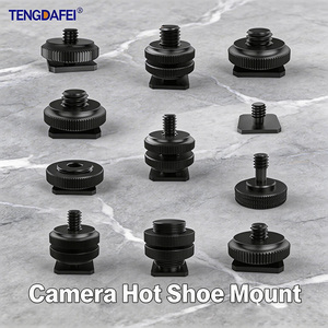 Adaptador de Montaje de Flash para Cámara DSLR, 1/4'' y 3/8'', <span class=keywords><strong>Oculto</strong></span>, de Aleación de Aluminio, Color Negro Mate, Accesorio para Cámara - Product Image 1