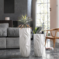 Jardinière d'intérieur moderne en ciment de 70 à 90cm de hauteur, pots de fleurs, grands vases blancs, trou de drainage pour arrosage de centre commercial à domicile, vente en gros