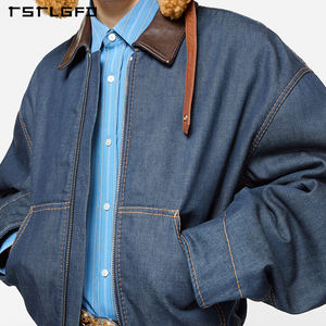 OEM giacca da camionista alla moda in pelle con colletto oversize corta in <span class=keywords><strong>Denim</strong></span> capospalla da uomo in cotone 100% - Product Image 4