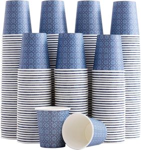 Vasos de papel desechables de 3 oz directos de fábrica, vasos florales azul marino para enjuague bucal, para baño y muestras, vasos pequeños para beber al por mayor, OEM - Product Image 1