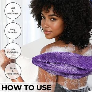Lot de 3 éponges de bain africaines en loofah, longues éponges exfoliantes pour la douche, pour une peau lisse, design simple, coffret cadeau - Product Image 4