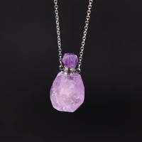 Bouteille de parfum en cristal naturel Collier en acier inoxydable Collier de diffuseur d'huile essentielle d'arôme Collier de bouteille de parfum Pendentif pour femmes