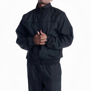 Black Lightweight <b>Summer</b> Adults Tracksuit Set Full Zip Stand Collar <b>Jacket</b> and Pants Breathable Windproof Casual Sportswear - Product Image 1