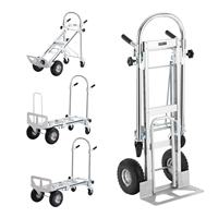 Chariot à main industriel pliable 3 en 1 à quatre roues avec cadre en aluminium robuste et poignée en acier, idéal pour le transport de charges lourdes (OEM)