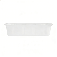 Barquette en plastique PET de qualité alimentaire blanche pour usage industriel, conteneur jetable pour l'emballage des fruits de mer et du pain, rectangulaire épaisse