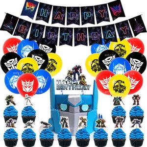 Suministros para Fiesta <span class=keywords><strong>de</strong></span> Cumpleaños <span class=keywords><strong>de</strong></span> Transformers, Decoración <span class=keywords><strong>de</strong></span> Fiesta que Incluye Pancarta <span class=keywords><strong>de</strong></span> Feliz Cumpleaños, Adorno para Pastel, Globo para Niños, Adolescentes y Hombres, Regalo - Product Image 1