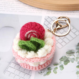 Llavero de Peluche con Forma de Flor Tejida a Crochet, Colgante de Pastel Dim Sum para Bolsos, Accesorios para Coche, Amuleto de Postre, Venta al Por Mayor - Product Image 4