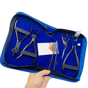 Kit Personalizable Multifunción para Remover Micro Anillos, Alicates de 2 Orificios con Gancho y Bucle para Extensiones de Cabello Negro, Acero Inoxidable - Product Image 1