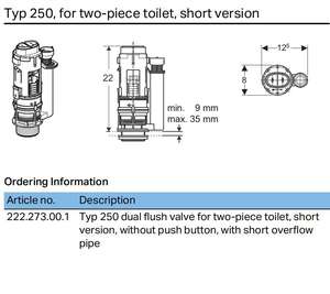 273 Typ250 <span class=keywords><strong>GEBERIT</strong></span> version courte double soupape de chasse d'eau chasse d'eau pour réservoir de toilette en deux pièces <span class=keywords><strong>mécanisme</strong></span> de chasse d'eau - Product Image 6