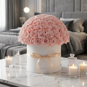 Scatola Regalo Rotonda di Lusso con 100 Rose Eterne Preservate a Forma di Cupola, Etichetta Privata, per San Valentino - Product Image 2