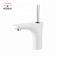 Nouveau Robinet Mitigeur Thermostatique Moderne en Laiton Chromé Blanc pour Lavabo de Salle de Bain à Trou Unique