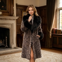 Manteau en fausse fourrure personnalisé OEM ODM en gros, durable et respectueux de l'environnement |   Vêtements d'extérieur longs et chauds en fourrure pour femmes, imprimé léopard