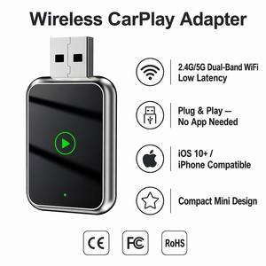 2027 Wireless CarPlay Adapter 2.4G/5G Dual-Band <b>WiFi</b> Plug Play Car Play <b>Dongle</b> for iOS - Product Image 1