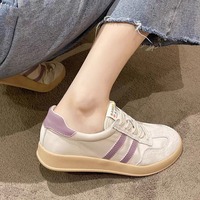 Chaussures de sport tendance pour femmes, lacets, tennis, décontractées, en cuir de vache, basses, tendance, baskets plates