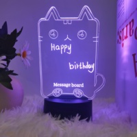 Vente en gros DIY LED Cadeau 3D Stylo créatif Réécrire Acrylique Bloc-notes avec veilleuse et babillard Veilleuse réinscriptible