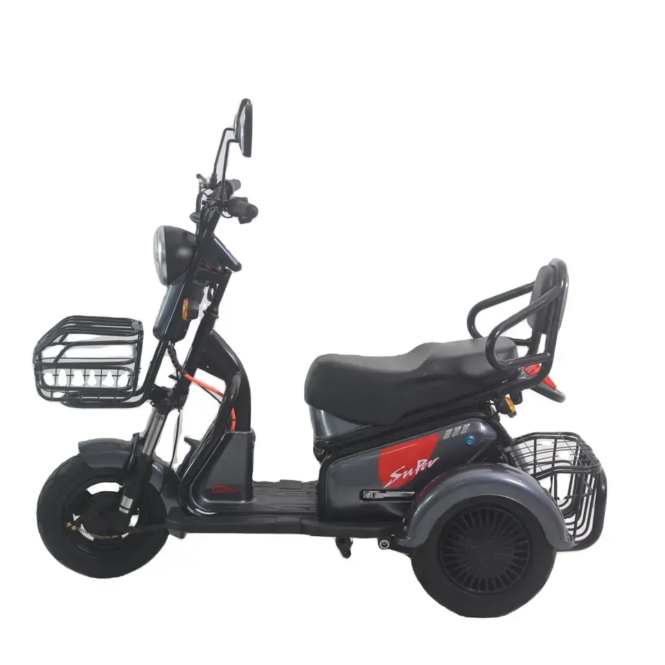 성인용 3 륜 전기 승객 세발 자전거 전기 Trike 팻 타이어 3 륜 태양 오토바이