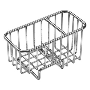 Égouttoir carré multifonctionnel en acier inoxydable pour évier de cuisine, panier de rangement pour vaisselle et bols avec support pour éponge et savon - Product Image 4