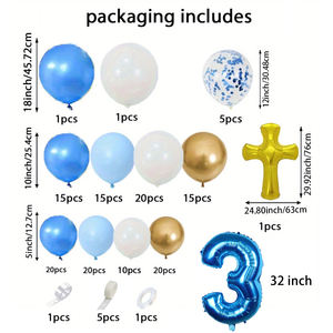 Bleu blanc or ballons anniversaire bébé garçon pleine lune dieu bénisse fête décoration ballon <span class=keywords><strong>ensemble</strong></span> pour bébé douche baptême fête - Product Image 5