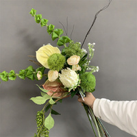 Bouquet de fleurs artificielles blanc et vert naturel LO-1217, arrangement floral artificiel style Wabi-Sabi pour la décoration de bureau