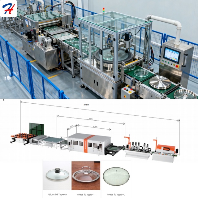 HT PLC Controlled Automatic Tempered Glass Lid/Cover Line Machining Broaching Cookware Stainless Steel Rim Polishing Machining