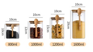 High Quality Borosilicate <b>Glass</b> Jar Bamboo Lid Airtight Seal Microwavable Dishwasher Safe Stackable Storage Canister Clear - Product Image 6