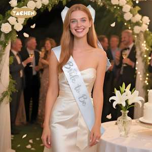 ياشين العروس لتكون لافتة الزفاف دش تاج العروس ليكون وشاح وحجاب الزفاف دش الزفاف العازبة مجموعة زينة الحزب - Product Image 2