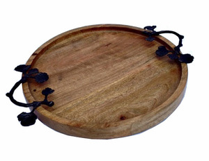 ชุดชามสำหรับตกแต่ง3ชิ้นทำจากไม้ทนทานและเรซินธรรมชาติมีสไตล์พร้อมที่จับโลหะสำหรับขนมขบเคี้ยว - Product Image 5