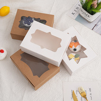 Boîte en papier kraft pliable avec logo personnalisé avec fenêtre transparente Emballage portable pour aliments et cadeaux de Noël Impression en relief