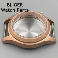 Boîtier de montre pilote en acier inoxydable VK67, quartz, 38 mm, verre saphir bombé, or rose, étanche 100 m, compatible VK63/VK64/VK67, pièces de montre pour homme