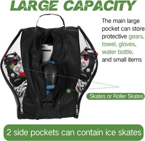 Sac à roulettes/sac à patins à glace respirant en Oxford de grande capacité avec fermeture éclair pour garçons, filles et adultes - Product Image 3