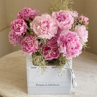 Boîte d'emballage cadeau bouquet de roses Boîtes à fleurs carrées en carton ondulé avec poignée