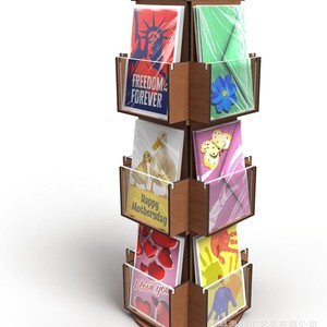Expositor de madera para tarjetas de 5x7 pulgadas, soporte giratorio para tarjetas de felicitación, para exhibición en tiendas - Product Image 5