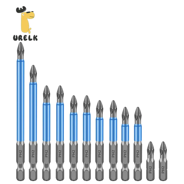 PH Phillips ไขควงแม่เหล็กบิต 1/4 นิ้ว Hex Shank S2 โลหะผสมเหล็กกันลื่นข้ามยาวเจาะชุดสกรูหัว 25-150 มม.