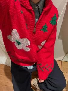 Cardigan Oversize Rosso Personalizzato con Logo del Produttore per Donne, <span class=keywords><strong>Abbigliamento</strong></span> <span class=keywords><strong>Premaman</strong></span> Morbido - Product Image 2