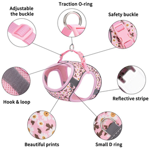 Custom Personalized Breathable Simple Solid Leather Fashion No Choke Dog <b>Cat</b> Harness Safety Walking Reflective Step Cute Pet - Product Image 4