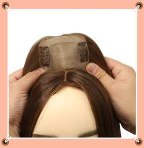 サロン品質3X 5インチシルクベース短くない髪薄め自然な見た目本物のブロンド人毛トッパー女性用高速船 - Product Image 5