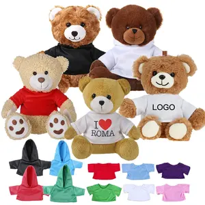 Design personalizzato personalizzare i regali mascotte orso bruno con il panno di peluche orso morbido in piedi con T-shirt