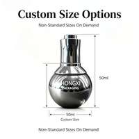 Flacon en verre électroplaqué en forme d'ampoule de 50 ml, couleur personnalisée, pour sérum cosmétique, huile essentielle, flacon pompe compte-gouttes, emballage, conteneur