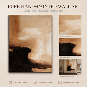 Peinture à l'huile abstraite effet froissé sur toile, Beige <span class=keywords><strong>Crème</strong></span> Marron Foncé, Taille personnalisée, Vente en gros directement de l'usine de peinture - Product Image 3