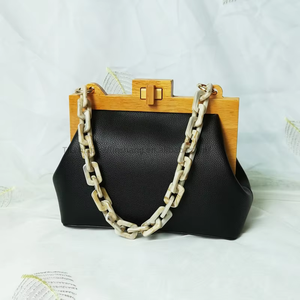 Wooden Clip Tote Bag Women Luxury <b>Chain</b> Handle Bucket Bags Box Instote <b>Handbag</b> Messenger Bag Crossbody Clutch - Product Image 4