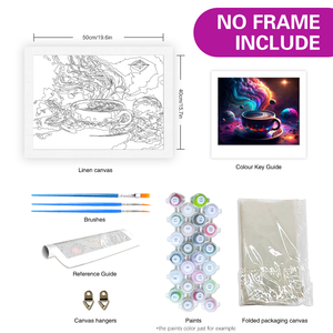 Starter kit per adulti regalo da parete arte cornice 40x5 cm/16x20 pollici pittura con numeri caffè da colorare paesaggio stile Europa - Product Image 2