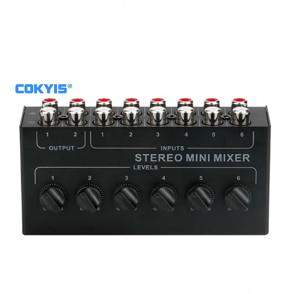 COKYIS CX600 Mini mezclador estéreo pasivo de 6 canales Mezclador de audio para sintonizadores Reproductores de CD