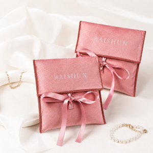 Pochette à bijoux en velours lisse avec logo personnalisé, fermeture à rabat, anti-rayures, vente en gros, OEM, pochette à bijoux en velours froissé - Product Image 4