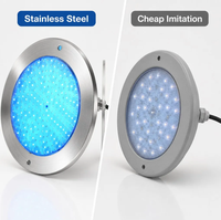 Lumière LED pour piscine en acier inoxydable ultra-mince, étanche IP68, CRI Ra85, installation murale sans perçage, contrôle par application smartphone