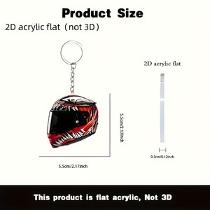 Helmet <b>Keychain</b> Backpack Pendant Car Rearview Mirror Pendant Holiday Gift <b>Custom</b> 2D design Motorcycle Acrylic <b>Keychain</b> - Product Image 3