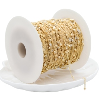 Chaînes en laiton plaqué or 14 carats, faites à la main, avec zircon, pour la fabrication de colliers et bracelets DIY, vente en gros