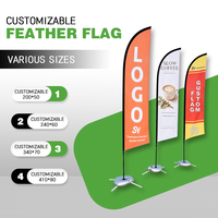 Drapeau de plage en fibre de carbone ultra-résistant 2m 3m 4m 5m, imprimé par sublimation, bannière publicitaire extérieure en polyester double face